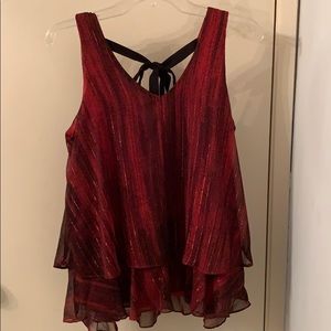 Red and black sleeveless dressy top- small